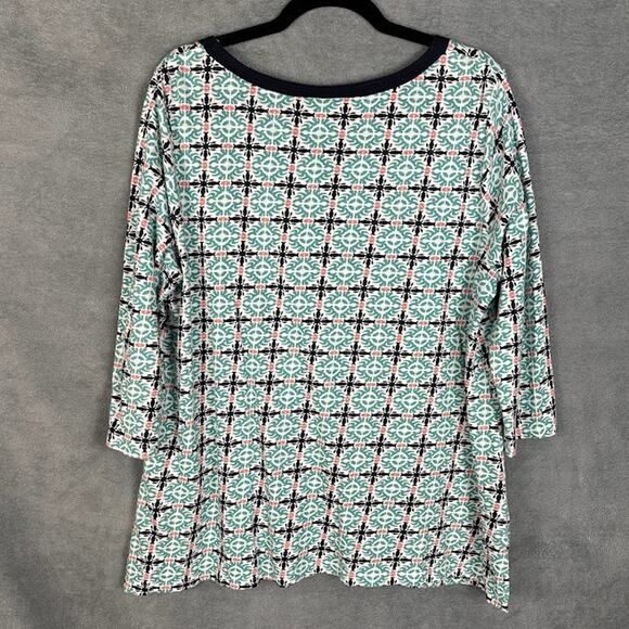 Talbots Top Womens 1X Navy 3/4 Length Sleeve Stretch Preppy Beach Career Comfort - Picture 6 of 12